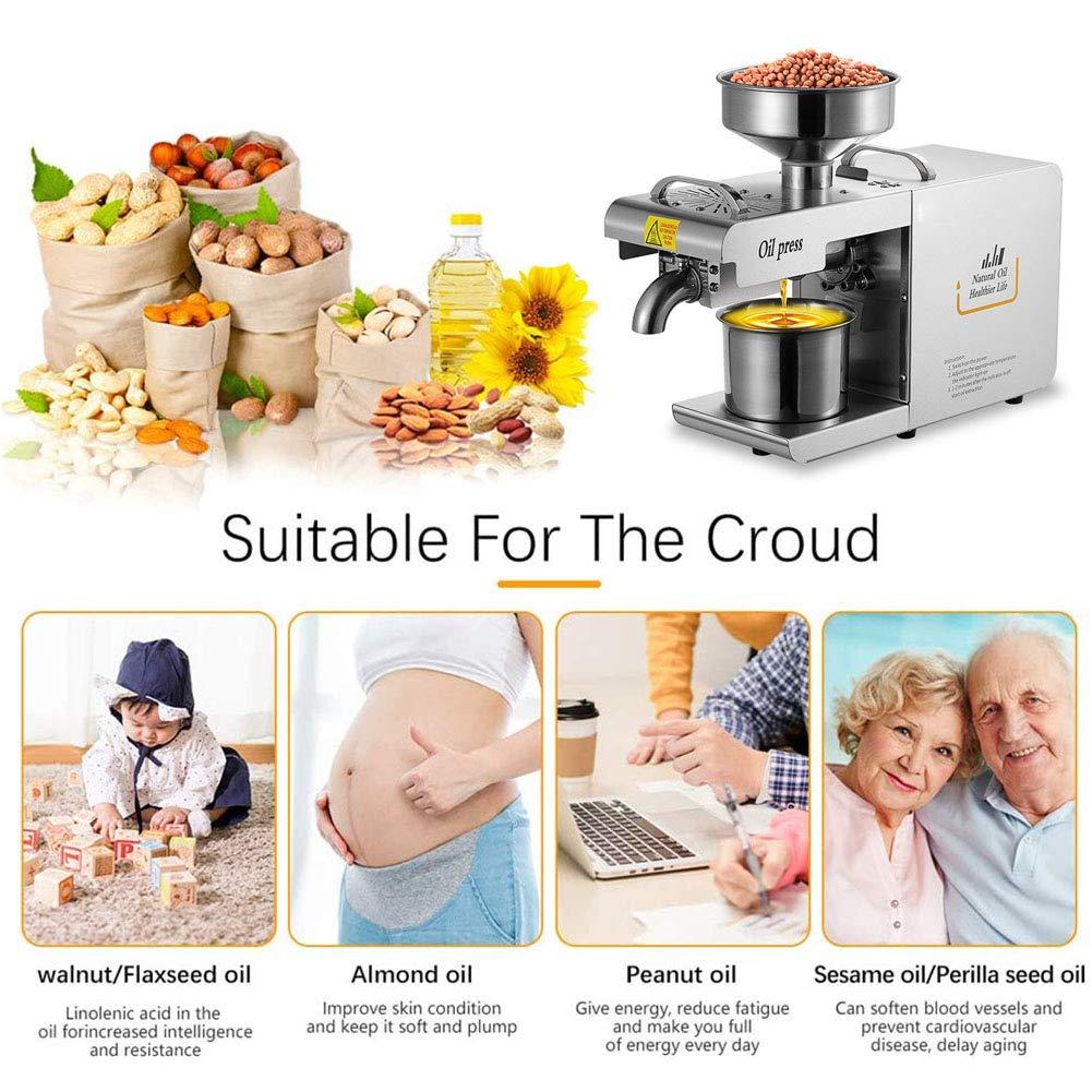 GagalU 635W Commercial Oil Press Machine Hot/Cold Oil Press Extractor Automatic Constant Thermostat with 0 -300 Stainless Steel Oil Press Expeller for Olive Coconut Canola Sesame Peanut Grinder