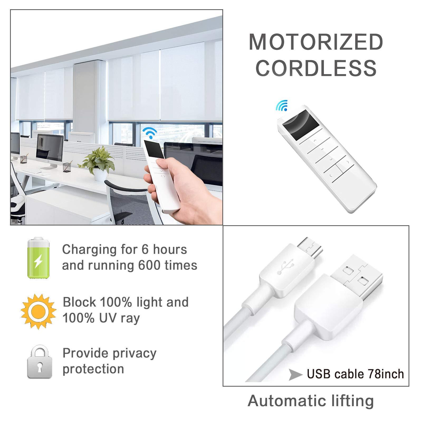 SUAKY SUAKY Motorized Blackout Window Shades, Stone Window Blinds with Valance, Energy Saving UV Protection Elegant Sun Shades, Cordless Light Filtering Roller Shades for Windows, Doors, Kitchen