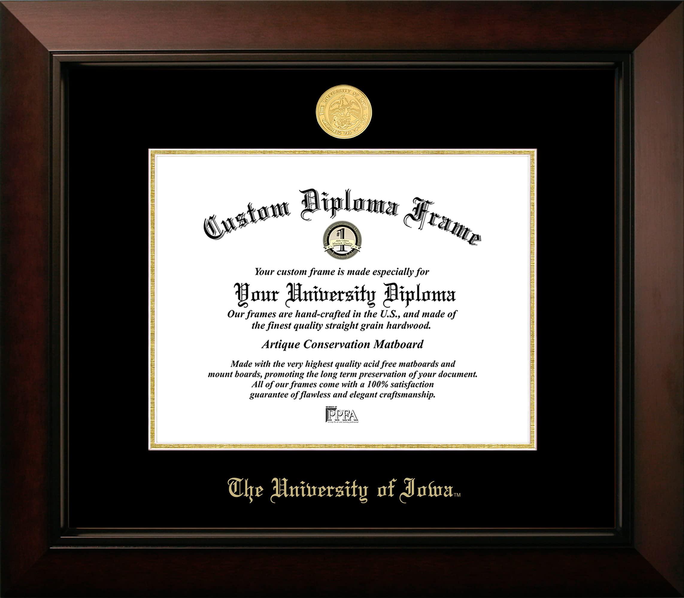Campus Images Campus Images University of Iowa Hawkeyes 11w x 8.5h Legacy Black Cherry Gold Embossed Diploma Frame