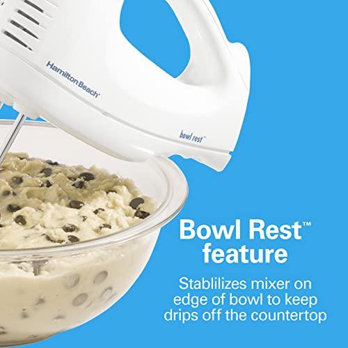 Hamilton Beach Hamilton Beach 6-Speed Electric Hand Mixer with Whisk, Traditional Beaters, Snap-On Storage Case, 250 Watts, White