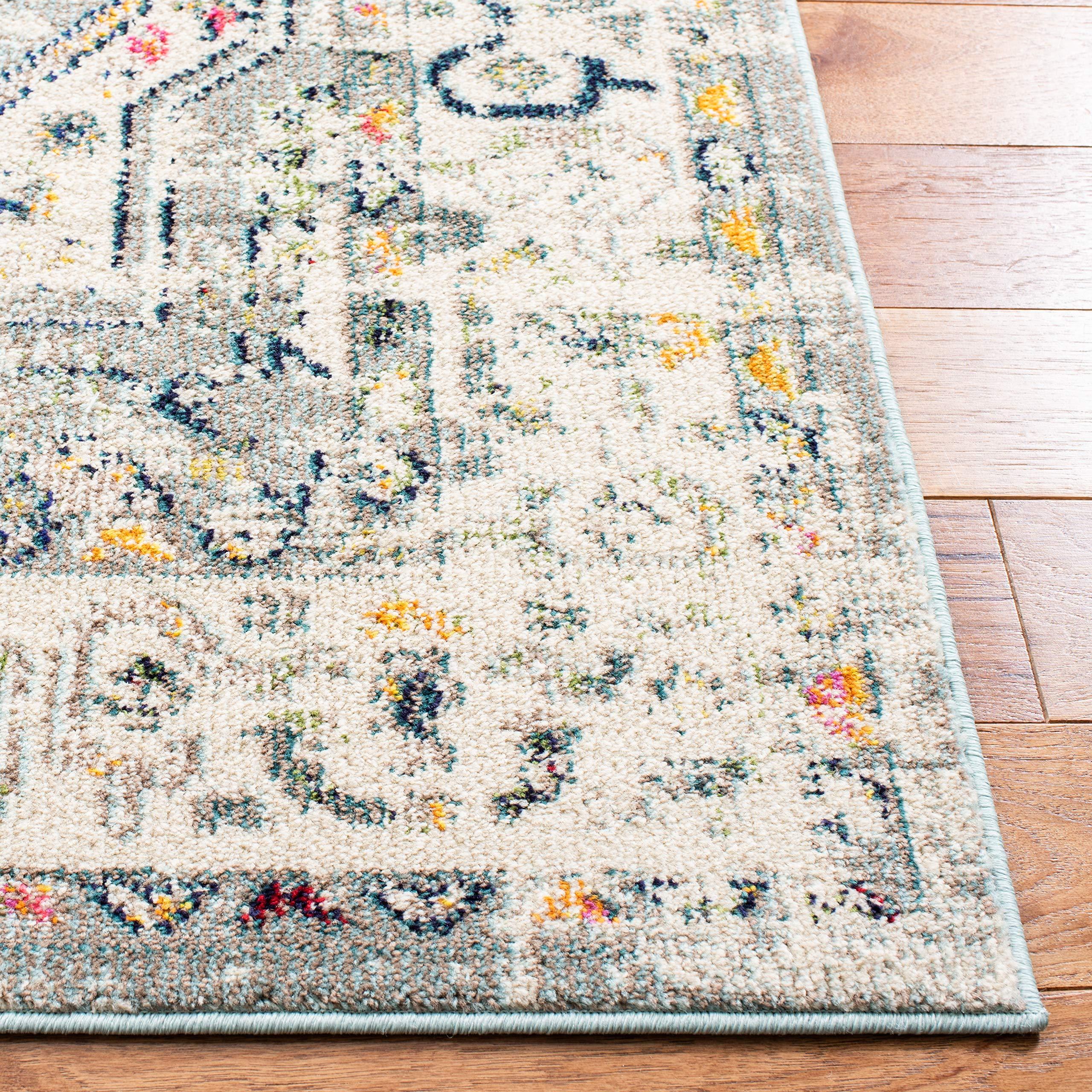 Safavieh SAFAVIEH Madison Collection Area Rug - 6' x 9', Grey & Ivory, Boho Chic Medallion Design, Non-Shedding & Easy Care, Ideal for High Traffic Areas in Living Room, Bedroom (MAD468G)