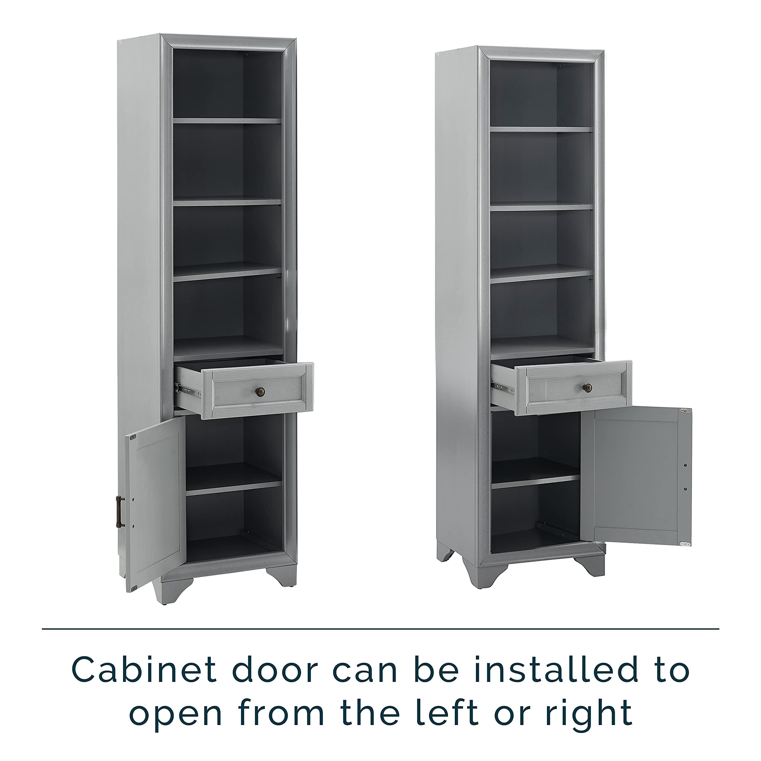 Crosley Furniture Crosley Furniture Tara 3-Piece Entertainment Center with TV Stand, Bookshelves, and Storage Shelves, Distressed Gray