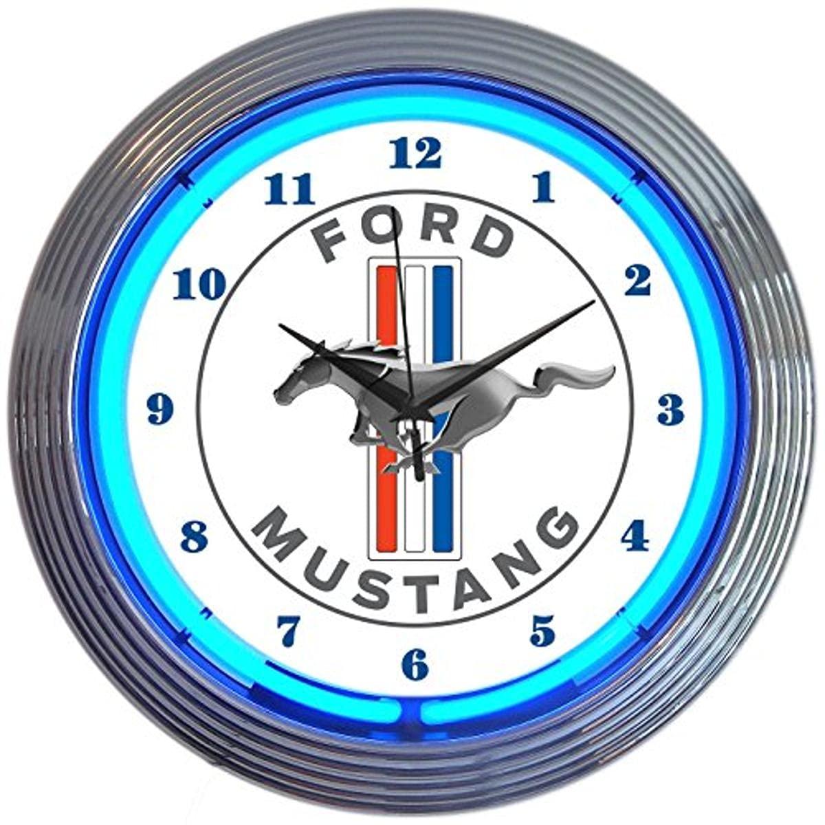 Neonetics Neonetics Ford Mustang Blue Neon Wall Clock, 15"