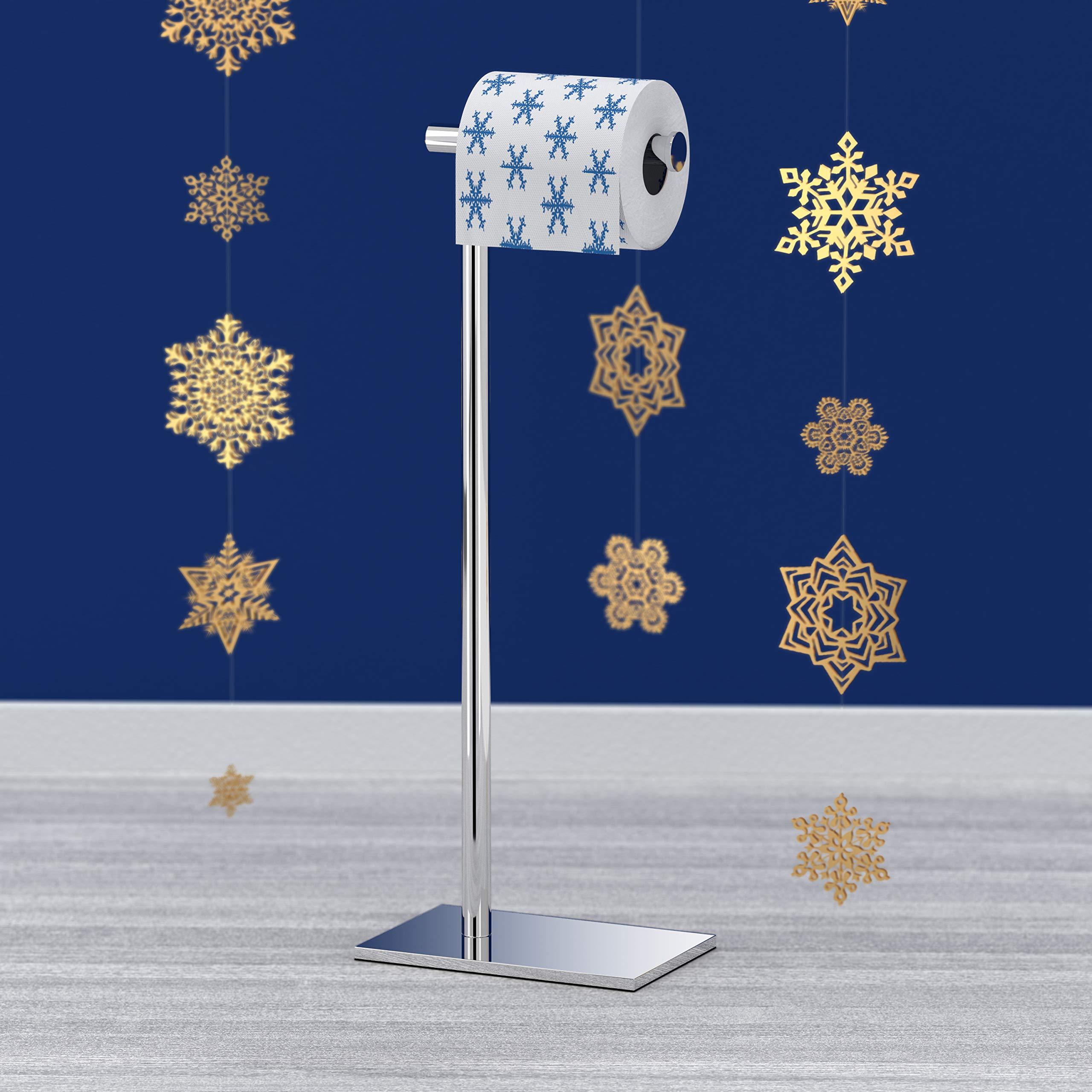 Gatco Gatco 1431C Modern Rectangle Base Freestanding Toilet Paper Holder, 21.25\" Chrome with Weighted Base