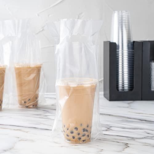 Restaurantware Restaurantware Basic Nature Plastic Drink Carriers 100 Single Cup Plastic Bags For Cups - Disposable With Handles Clear Plastic Drink Delivery Bags For Delivery Coffee Tea Juice
