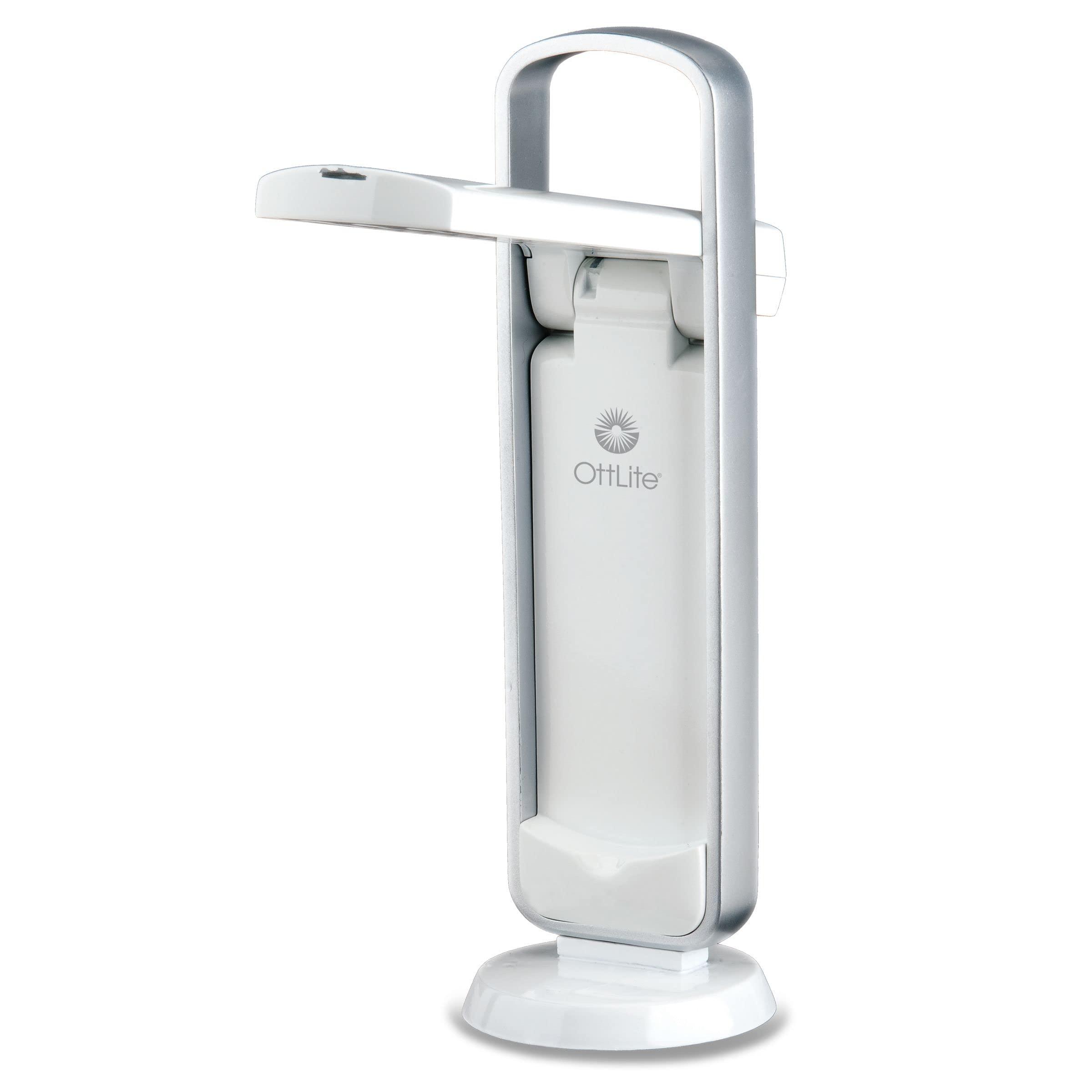 OttLite OttLite Portable LED Task Lamp, White - Lightweight LED Desk Lamp with Carrying Handle, Long-Lasting & Energy-Efficient Natural Daylight LEDs for Home Office & Desk - Automatic On/Off Operation