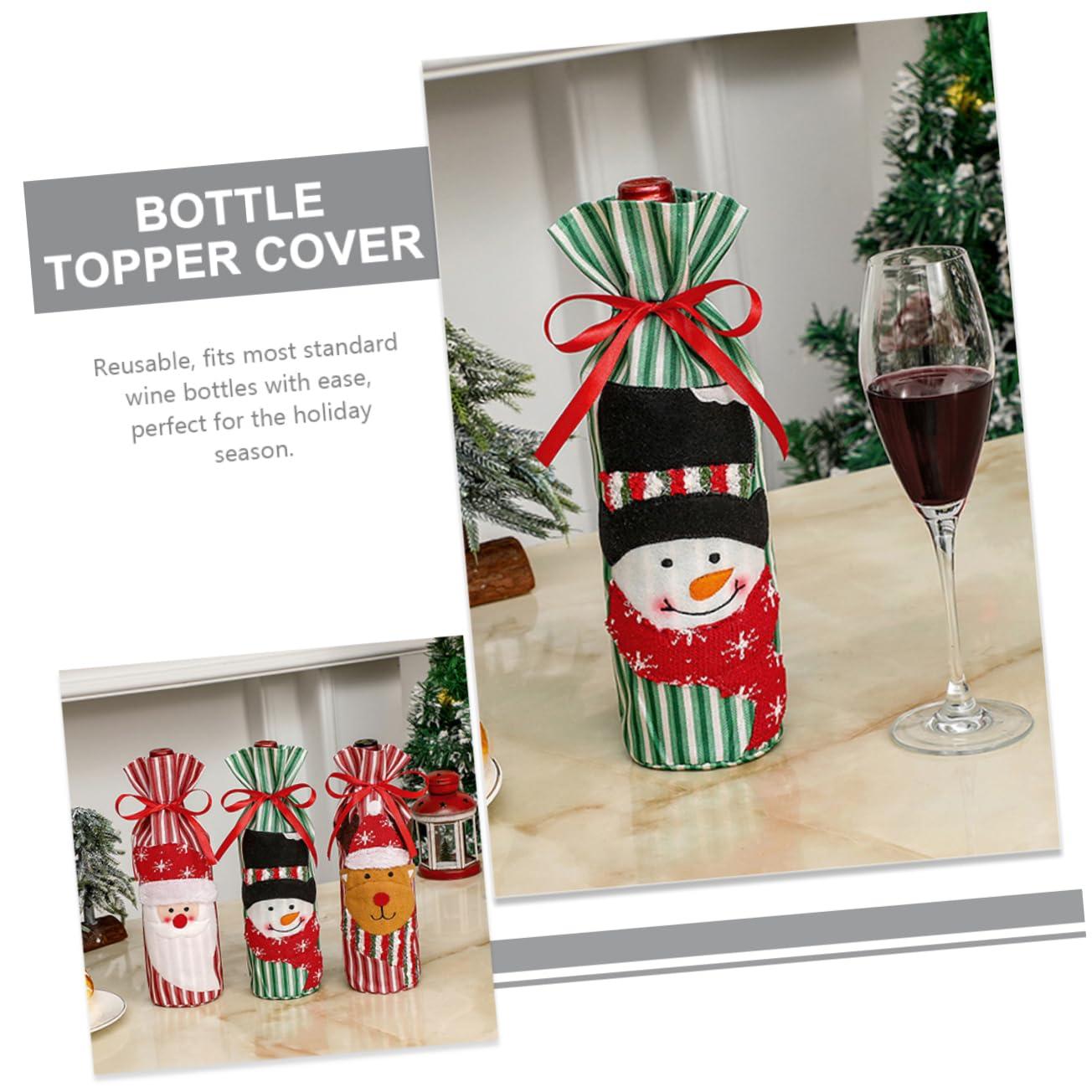 NOLITOY NOLITOY 3pcs Decor Christmas Ornaments Christmas Supplies Bottle Topper Cover Christmas Party Bottle Cover Wine Supply Bottle Cover Xmas Bottle Covers Cloth Elder Wine Bottle Cover