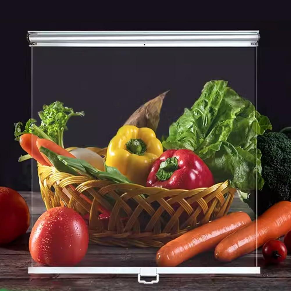 HomeLoft Basics Breathable Roll Up Blinds for Food Preservation PVC Transparent Roller Blind for Freezer Cabinet Refrigerator Display Cabinet Fresh Cabinet Roller Shades Plastic Roller Curtain(W59X59in)
