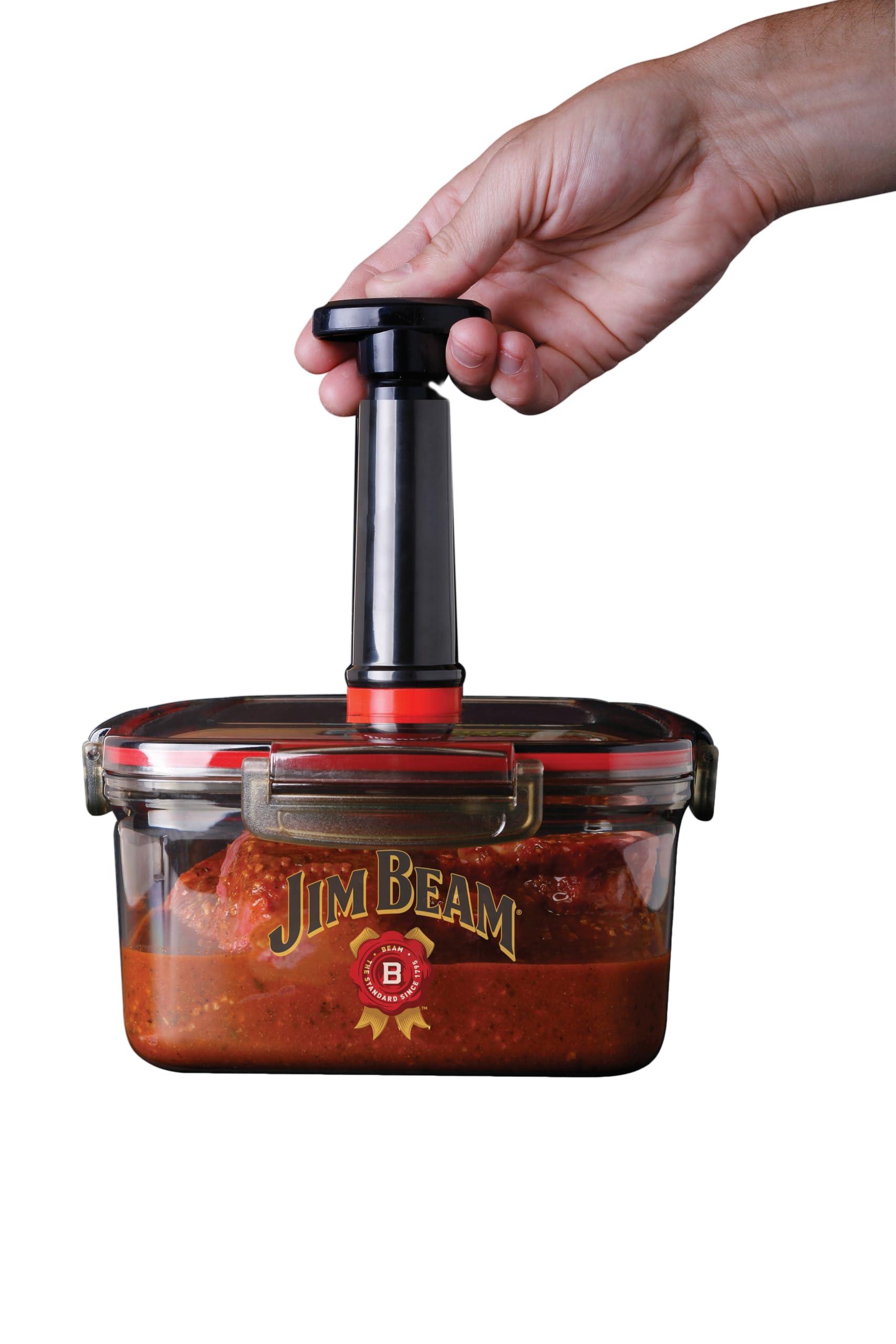 Jim Beam Jim Beam Vacuum Seal Marinade Box, Air Sealed Pump, Removes air from the Marinade Box, Speedy Marination Process, Barbecue and Grilling Marinator, Perfect Marination of Beef, Chicken and Fish