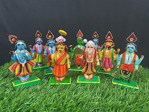 HAST SHILP HAST SHILP Wooden Vishnu Dashavataram Golu Navrathri Golu Dolls Set Collectible Handicraft Art (10cm x 4cm x 4 cm), Dasavatharam