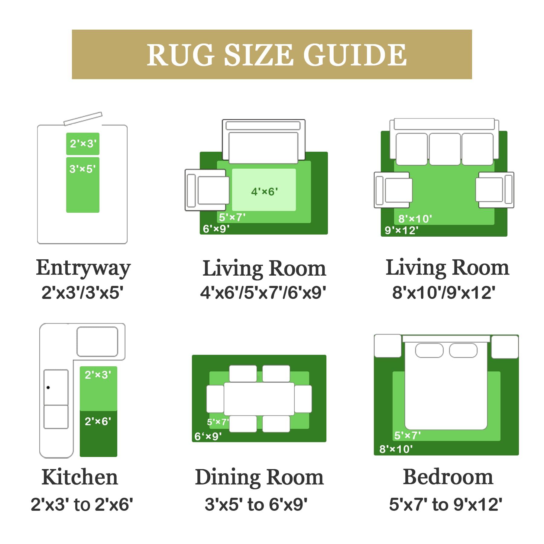 Zomfy Boho Area Rug 9x12 Large Rug: Washable Non-Slip Rugs Chenille Print Rug Soft Low-Pile Indoor Vintage Carpet for Living Room Bedroom Dining Table Kitchen Home Office(Grey, 9'x12')