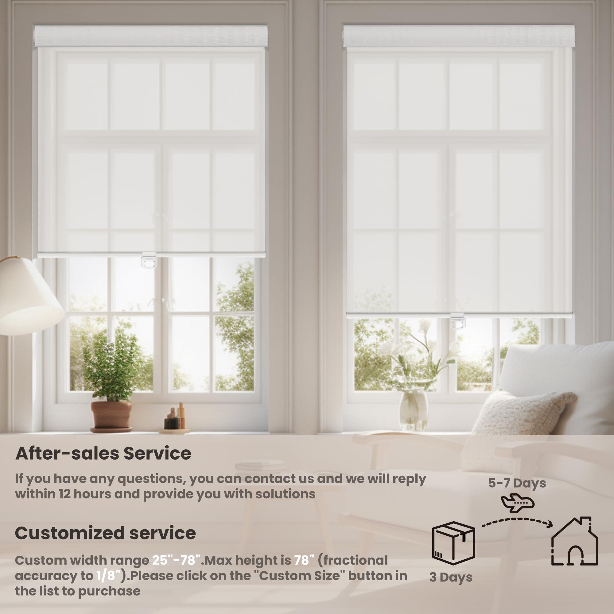 Sulugood Sulugood Light Filtering Roller Shades for Windows Cordless Solar Roller Blinds 10% Openness with Cassette Valance Room Darkening & Heat Insulated Window Shades for Home Office,Off White,65"W x 84"H