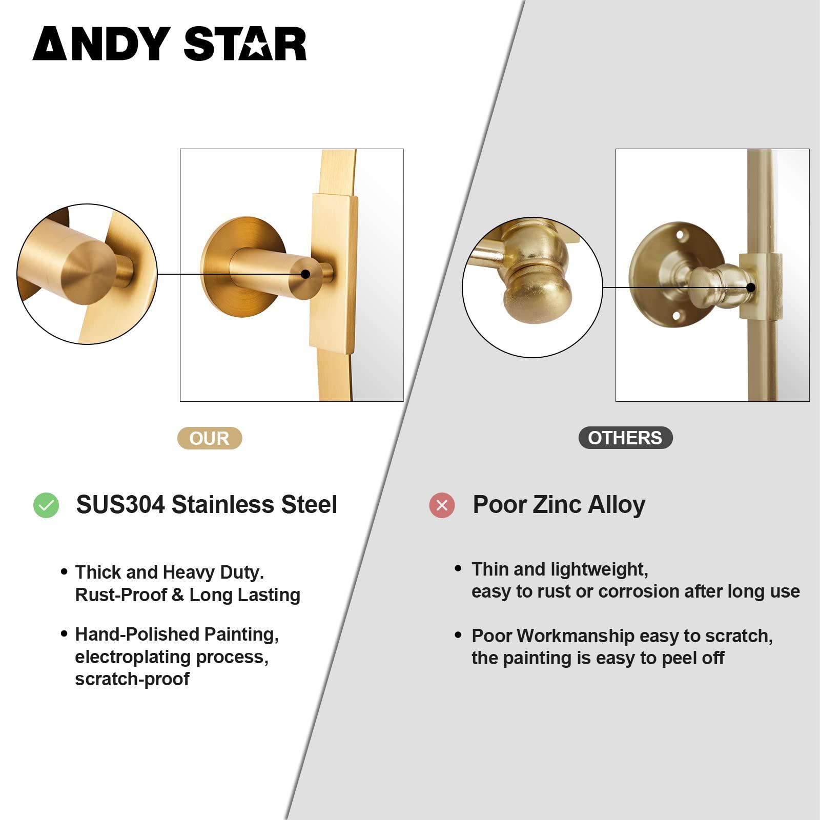 ANDY STAR ANDY STAR Gold Oval Mirror, Oval Pivot Bathroom Mirror, Brushed Gold Oval Pivot Mirror Bathroom Stainless Steel Metal Frame Tilting Vanity Wall Mirror Hangs Vertical