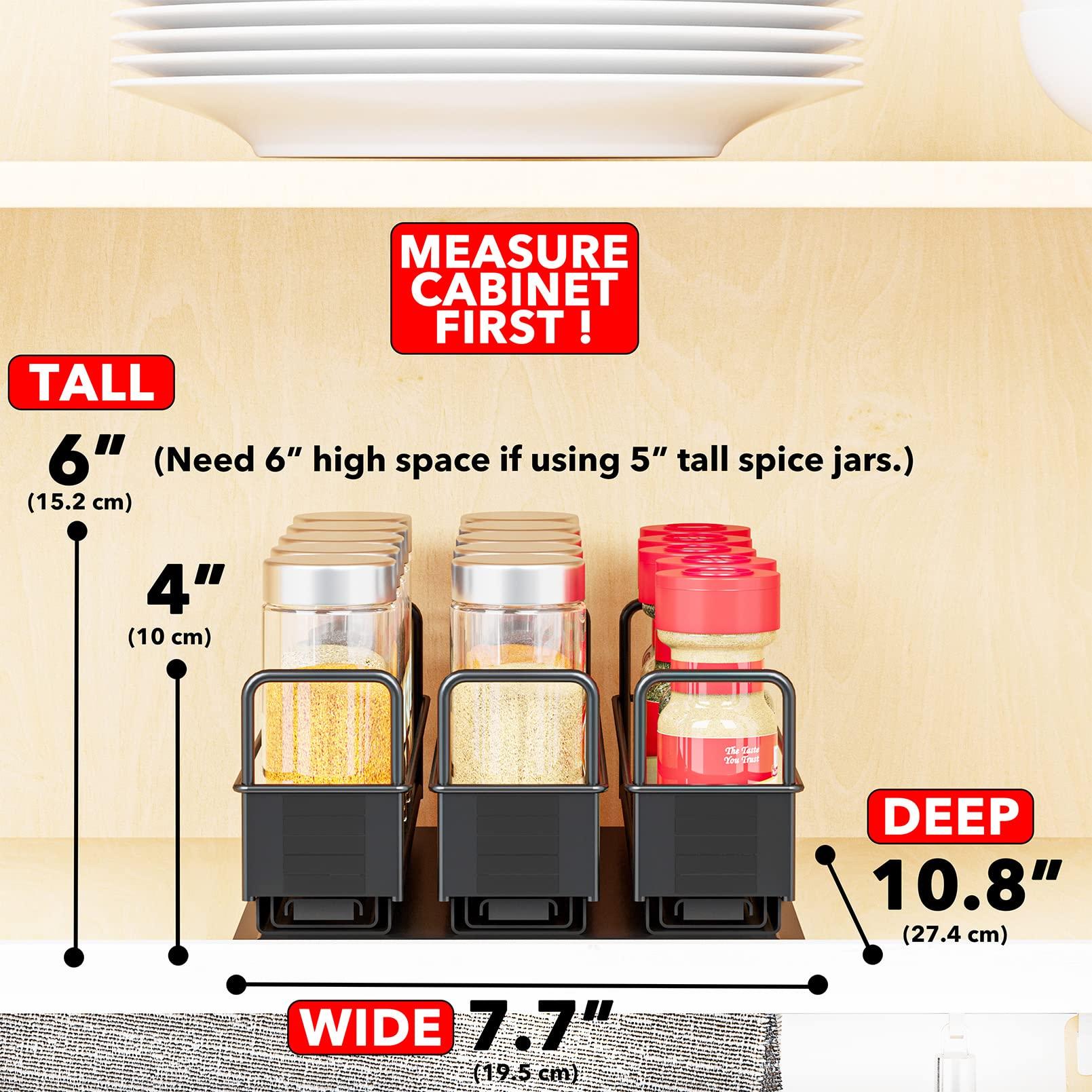 SpaceAid SpaceAid Pull Out Spice Rack Organizer for Cabinet, Heavy Duty Slide Out Seasoning Kitchen Organizer, Cabinet Organizer, with Labels, 7.7\" W x10.75 D x4 H, 3 Drawers 1-Tier