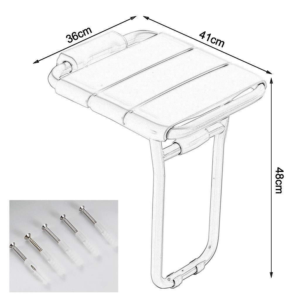 RTY-BY RTY-BY Foldable Wall Shower Stools and Chair Wall Mounted Folding Shower Seat Bath Bench Change Shoes Stool for Elderly/Disabled Anti-Slip, Stainless Steel Legs and Plastic Seat