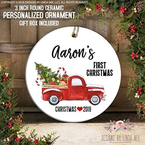 Generic Dated Christmas Red Truck Personalized Ornament