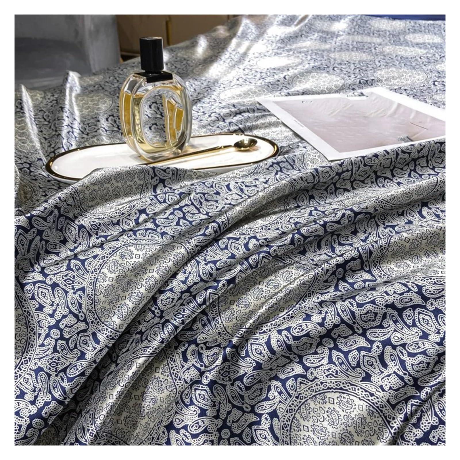 YUSIWOAL YUSIWOAL Luxury Natural Silk Bedding Set High-End Silky Satin Quilt Cover Set Single Double Queen Size Printing Duvet Cover Set,Bedding Duvet Cover Set(C,200x230cm 4pcs)