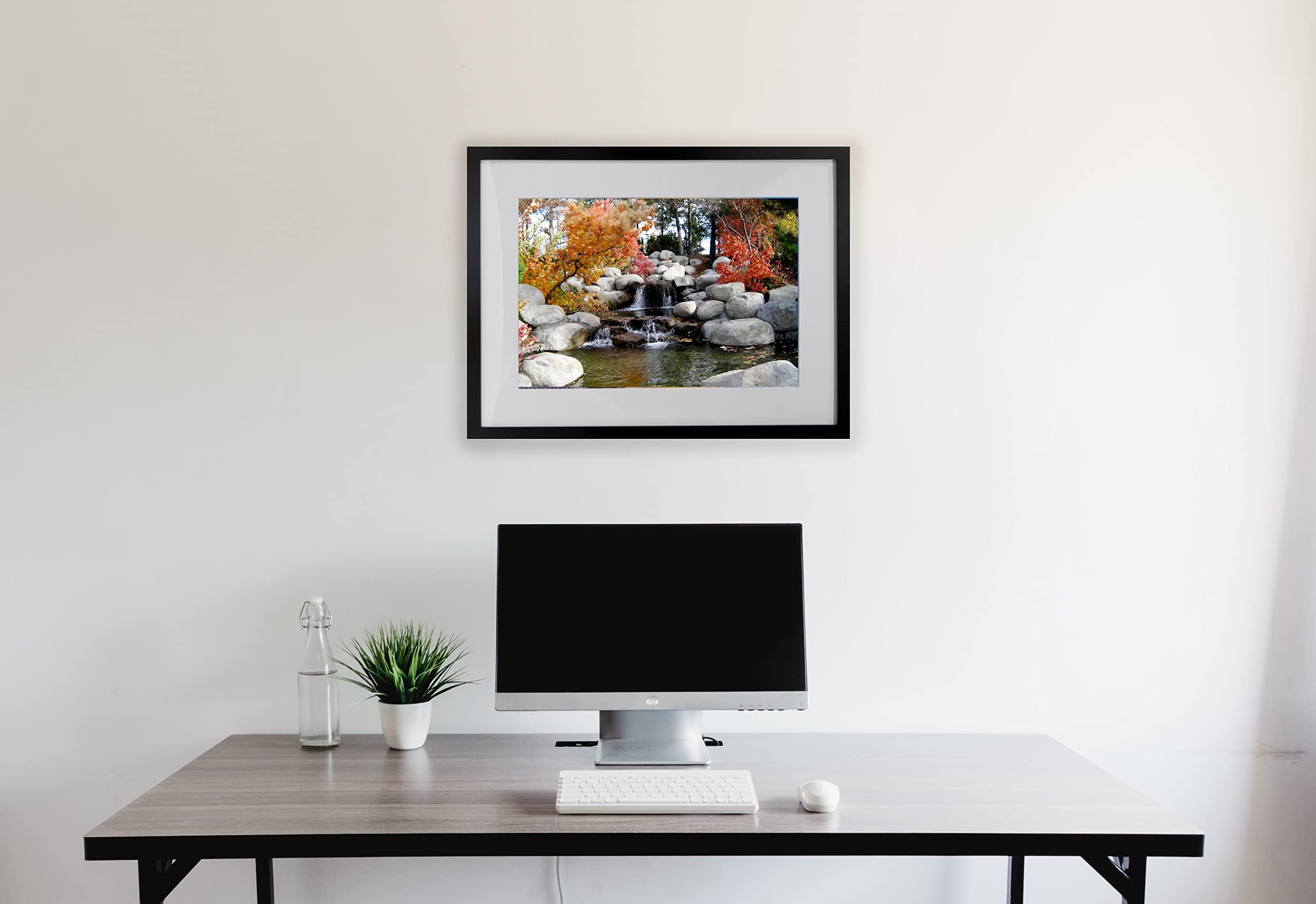 Frame Amo Frame Amo 18x24 Black Solid Wood Poster Frame, White Multi Mat for 13x19 and 16x20 Image, 1 inch Wide, Acrylic Front