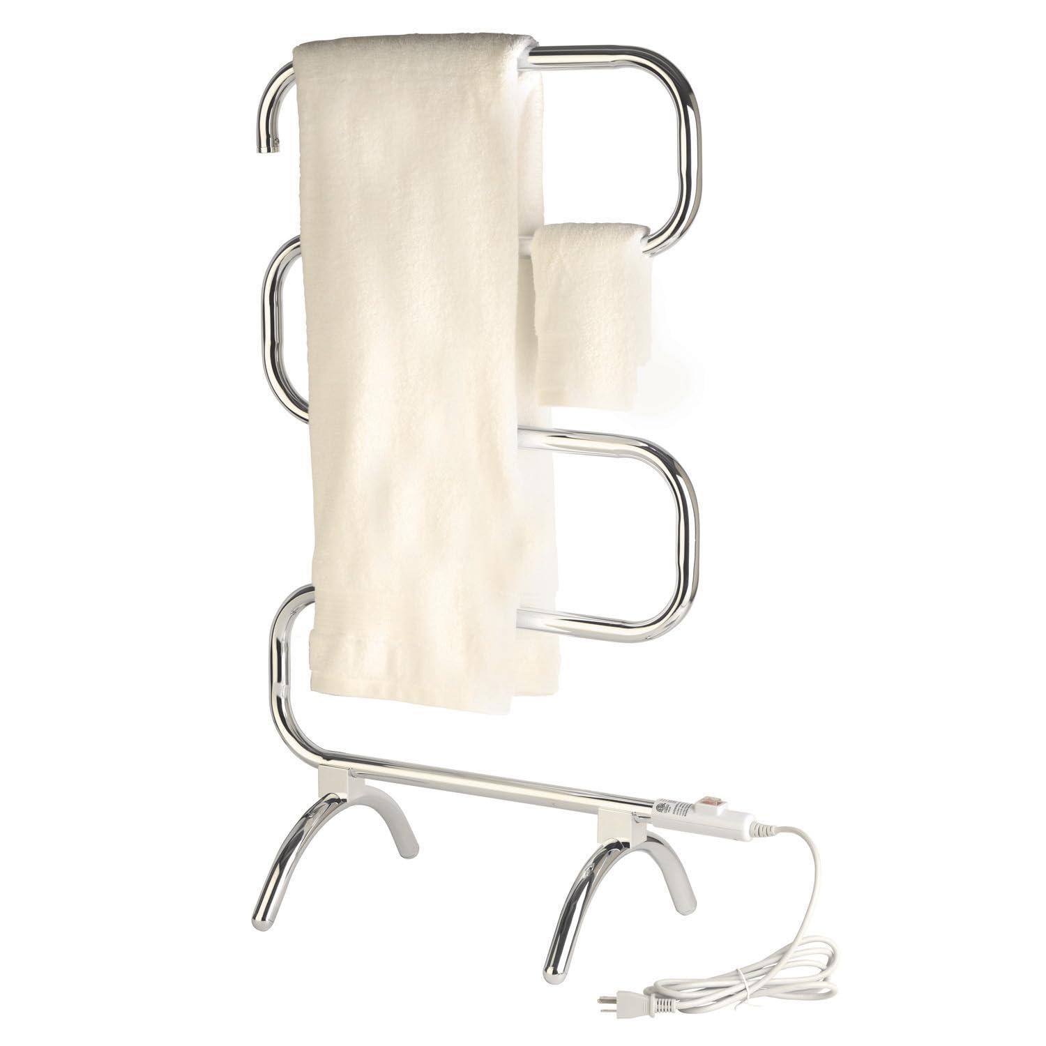 Warmrails Warmrails Classic Towel Warmer - Free-Standing or Wall Mounted Towel Warmer Rack for Drying Towels and Garments - 37.5-Inch Chrome Finish Frame with 4 Bars - Model HCC