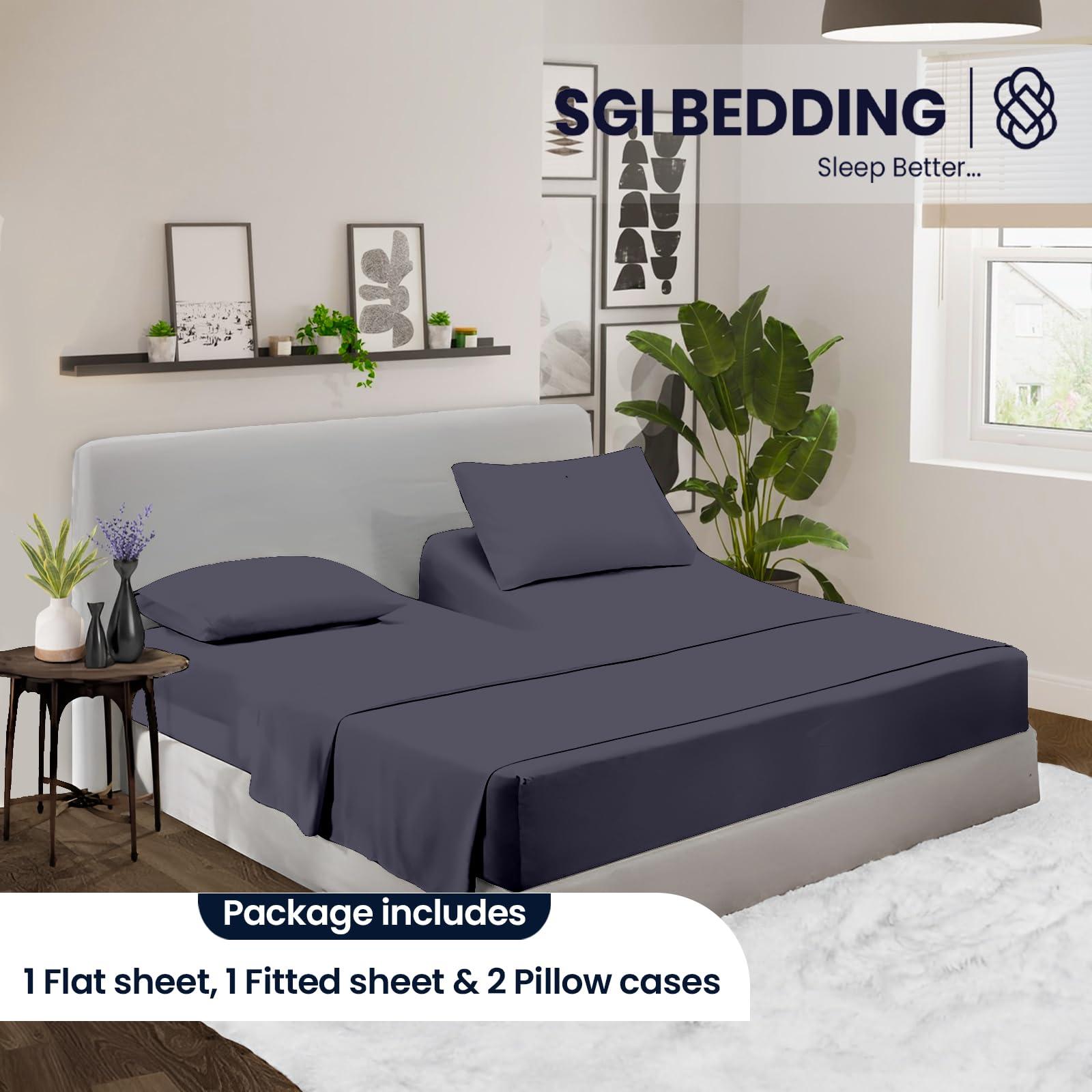 SGI bedding SGI bedding 34\" Cal King Split Top Flex Head Sheet 100% Egyptian Cotton Sheet Set 1000 Thread Count Flex Top Sheet for Adjustable Bed 4Pc Sheet Set 18\" Deep Pocket for Sleep Number Bed - Dark Gray
