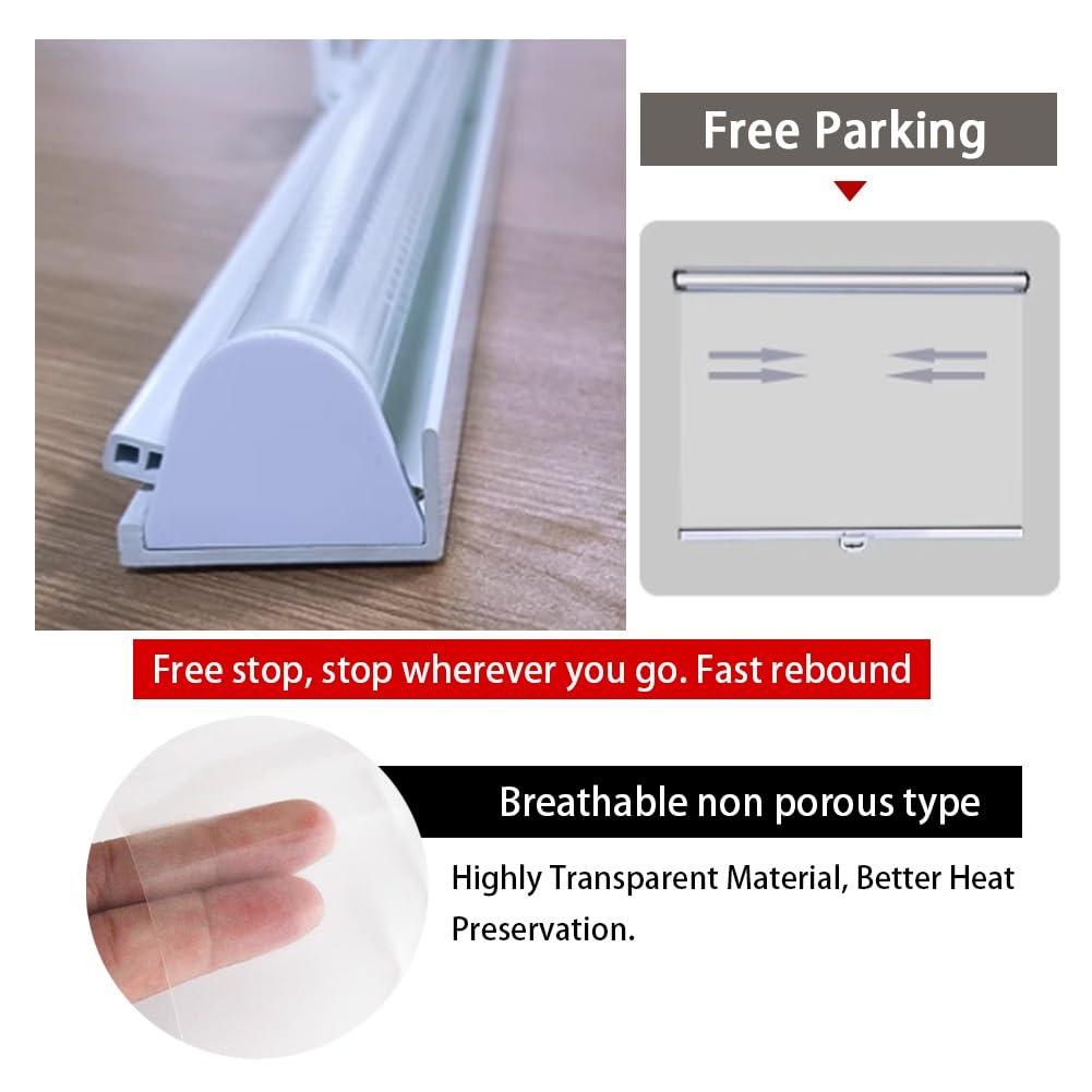 HomeLoft Basics Breathable Roll Up Blinds for Food Preservation PVC Transparent Roller Blind for Freezer Cabinet Refrigerator Display Cabinet Fresh Cabinet Roller Shades Plastic Roller Curtain(W59X59in)