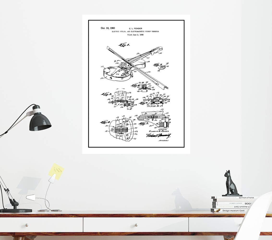 Frame a Patent Electric Violin, And Electromagnetic Pickup Therefor Patent Print Black Ink on White with Border (20\" x 24\") M11957