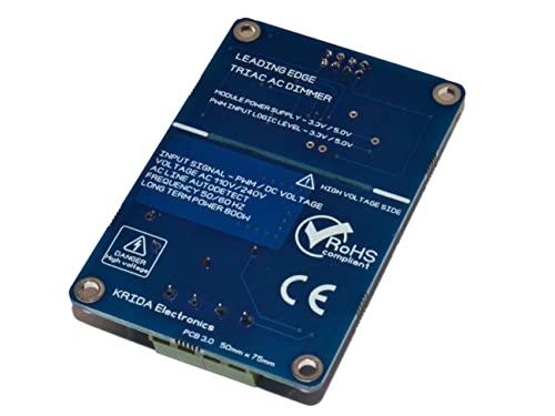 Krida PWM AC Voltage Dimmer 50/60Hz 80-240VAC for Arduino Raspberry Leading Edge Dimmer for AC Motor Pump Fan Light Heater Max 500W Pro Engineered Onboard Snubber Circuit - Compatible Worldwide