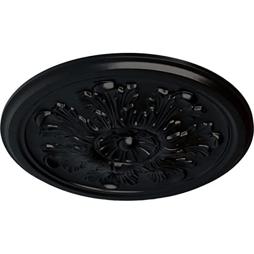 Ekena Millwork Ekena Millwork CM12LEBLF Legacy Acanthus Ceiling Medallion, 12 3/4\"OD x 7/8\"P (Fits Canopies up to 3 1/2\"), Hand-Painted Jet Black