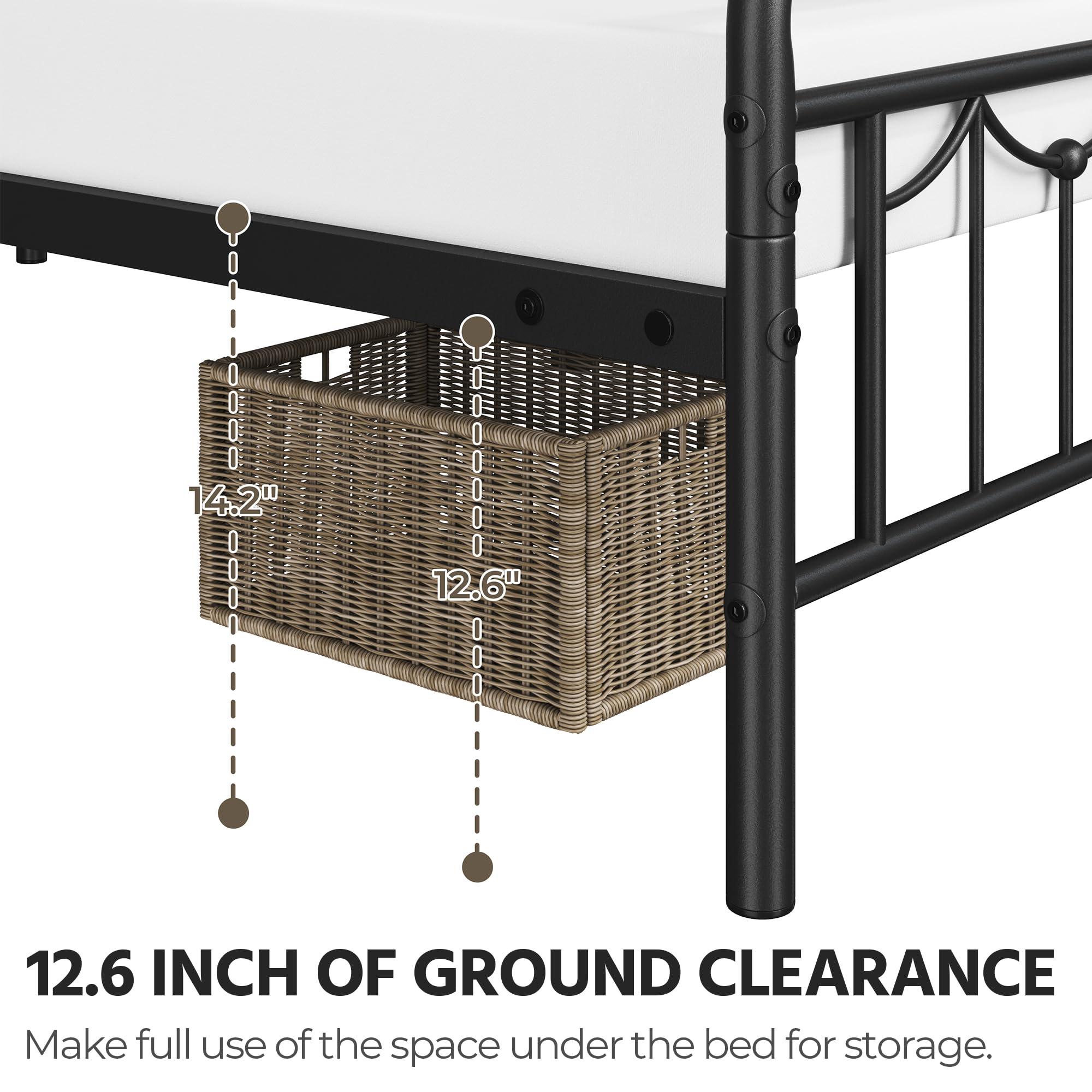 Yaheetech Yaheetech Twin Size Metal Bed Frames with Vintage Headboard and Footboard, Farmhouse Metal Platform Bed, Heavy Duty Steel Slat Support, Ample Under-Bed Storage, No Box Spring Needed, Black