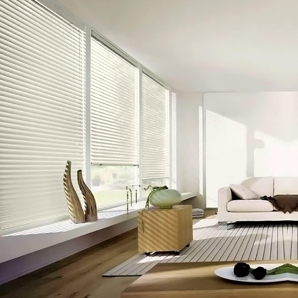 simty Simty Corded 1\" Aluminum Mini Blinds for Windows, Venetian Horizontal Blinds, Privacy Shades for Bedroom, Bathroom,Kitchen,Office, 44\" W x 72\" H, Beige