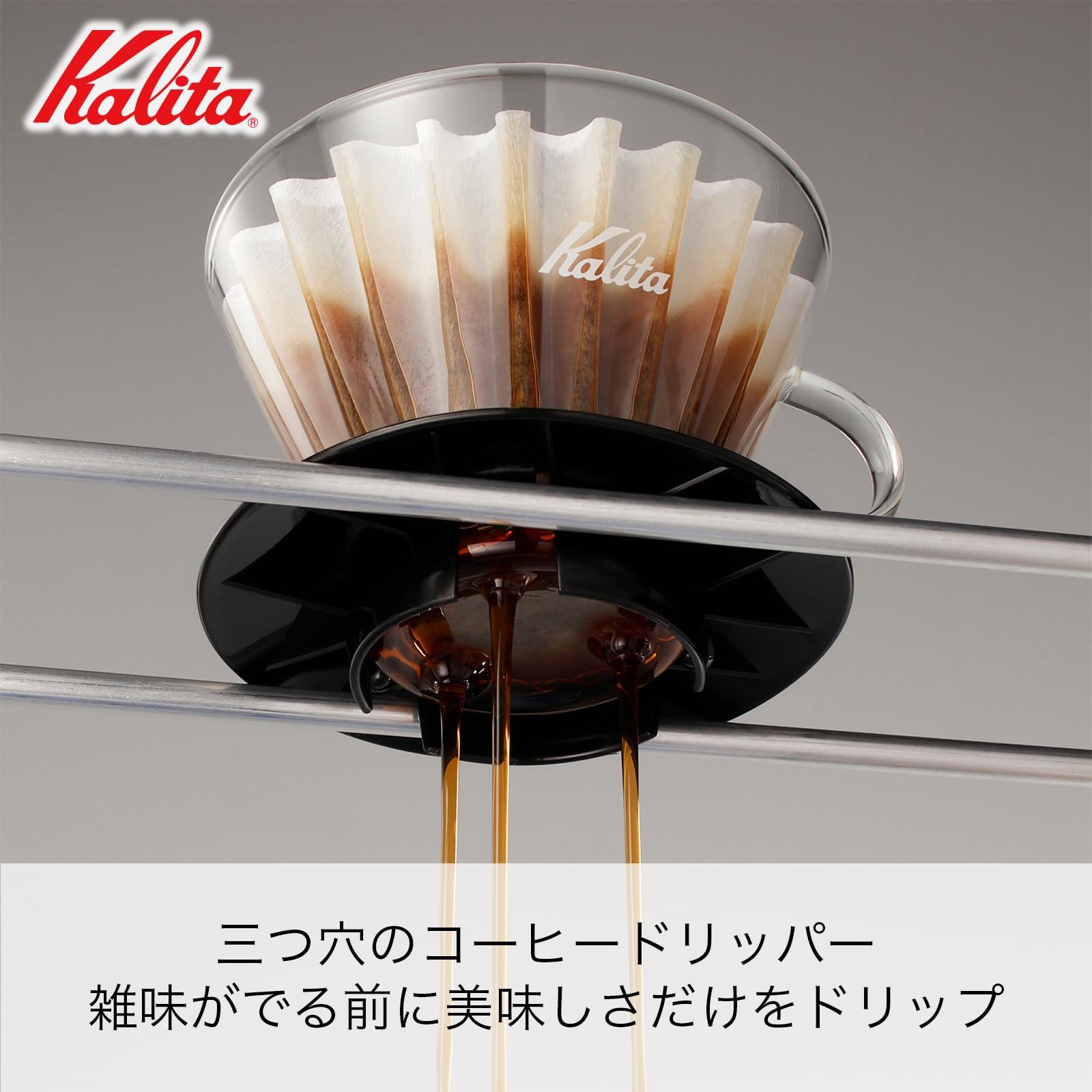 Kalita Kalita Wave Pour Over Coffee Dripper, Size 185?, Makes 16-26oz, Single Cup Maker, Heat-Resistant Glass, Patented & Portable