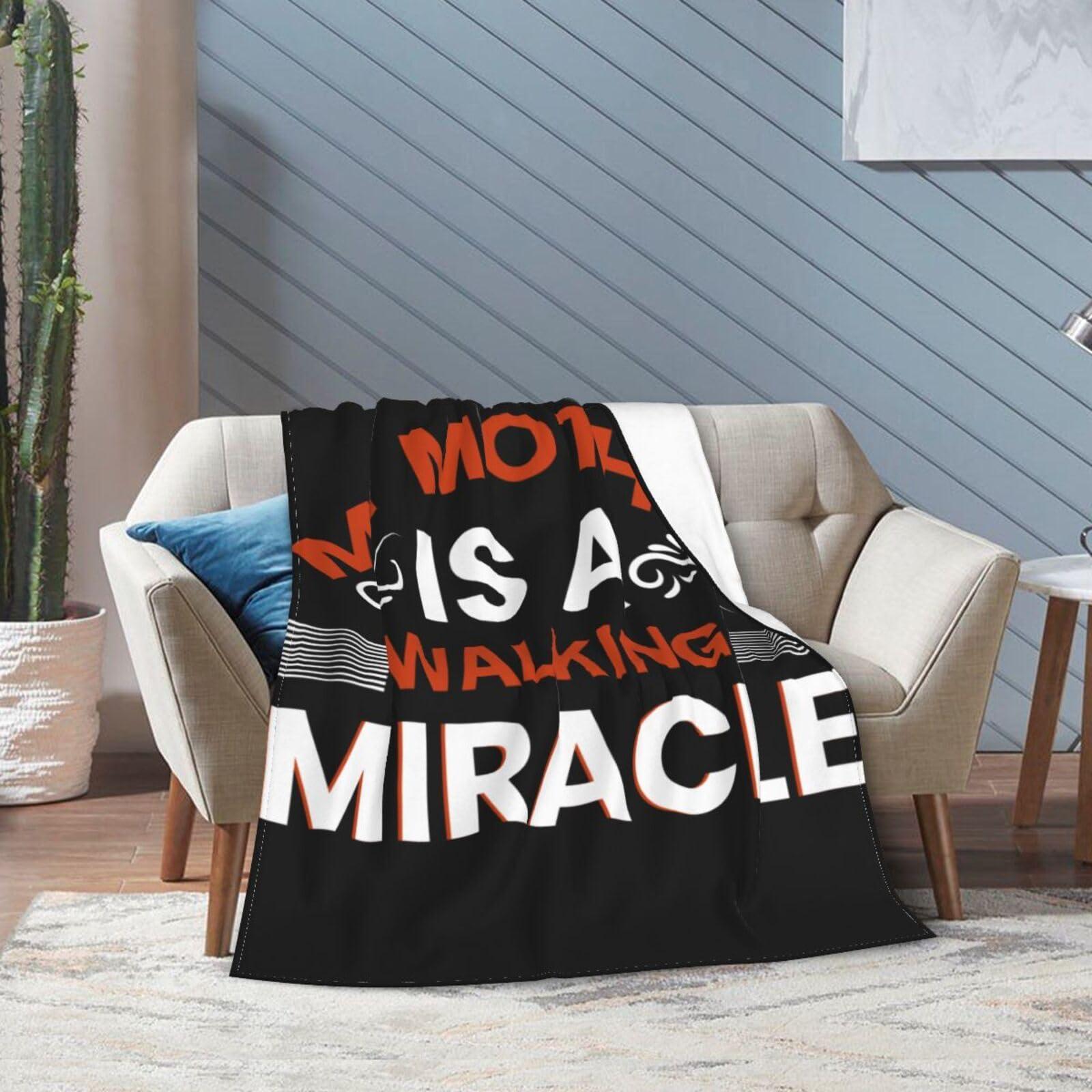 SIYTUAU My Mother is A Walking Miracle Throw Blanket for Couch Bed Sofa Soft Comfortable Blanket 60"x50" Flannel Blankets & Throws