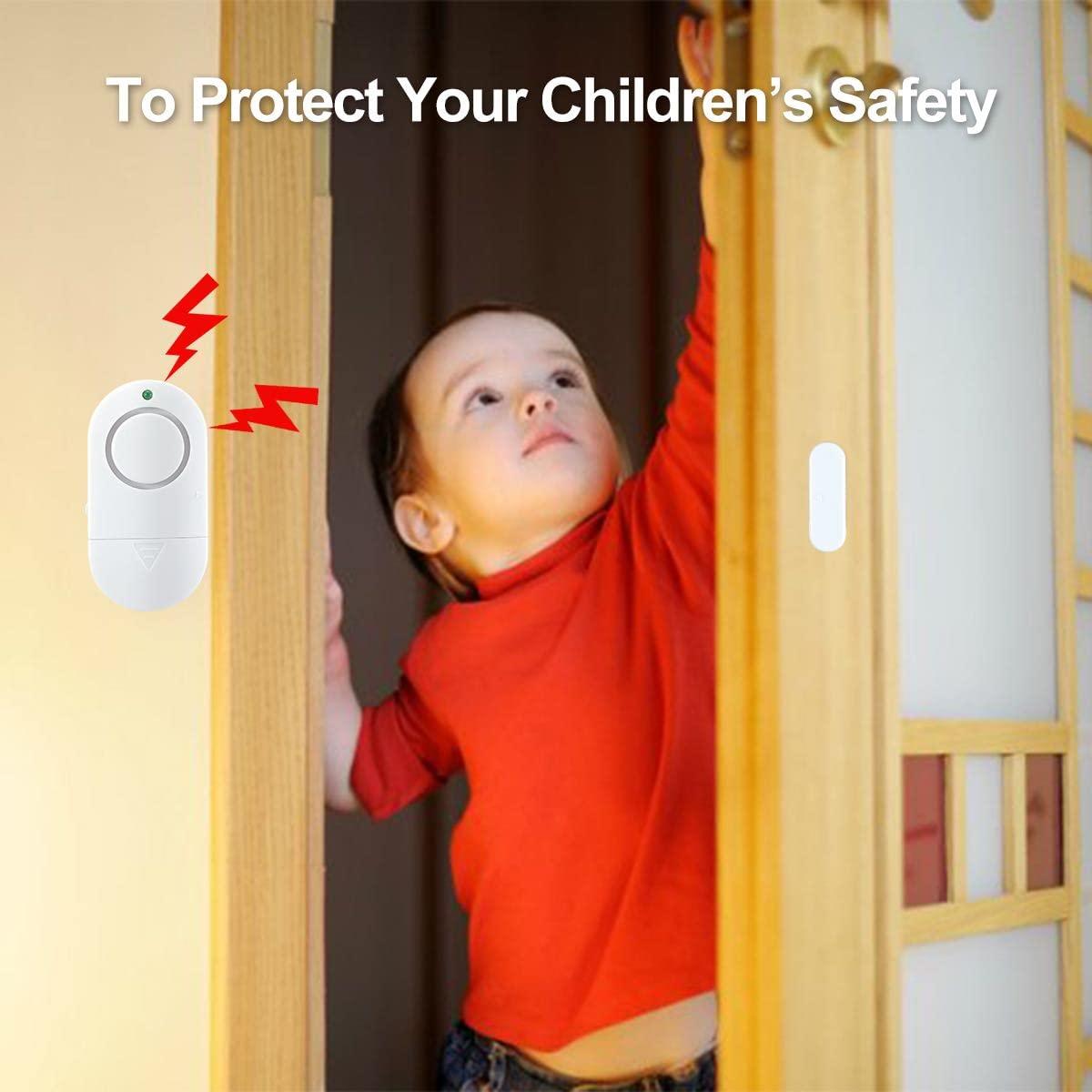 Toeeson Door Window Alarm, Toeeson 120 DB Window Chime Alarms for Home, White Door Alarms for Kids Safety