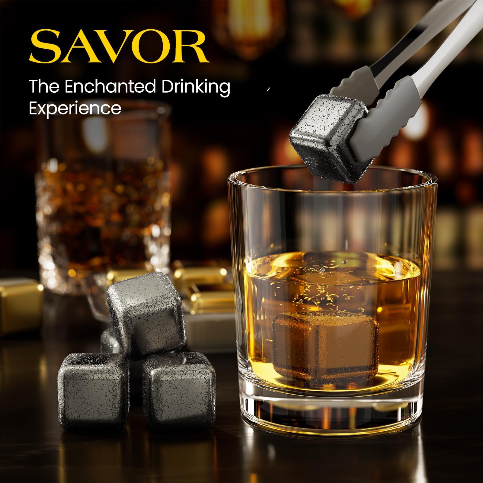 Kollea Kollea Whiskey Stones, 8 Packs Stainless Steel Whiskey Chilling Rocks, Reusable Ice Cube for Drinking, Cool Christmas Birthday Gift for Men Dad, Whiskey Lovers, Bourbon, Cognac, Scotch, Gin, Beverage