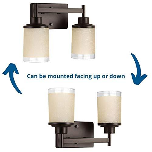 Progress Lighting Progress Lighting Alexa Collection 2-Light Etched Umber Linen with Clear Edge Glass Modern Bath Vanity Light Antique Bronze