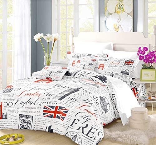 REALIN REALIN British Flag Duvet Cover Set Vintage Old Bedding Big Ben Household Guards Bed Sets 2/3/4PCS Quilt Covers/Sheets/Pillow Shams,Twin/Full/Queen/King (B,Queen-228x228cm-3PCS)