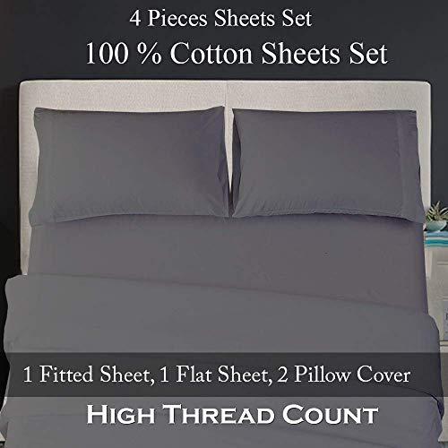 HOME STUFFS Sheet Set Cal King- 72x84 Bed Sheet Set Dark Grey Solid 18 inch Deep Pocket 4 Piece Bed Sheet Set- Fitted Sheet, Flat Sheet & Pillow Luxurious Bedding Set