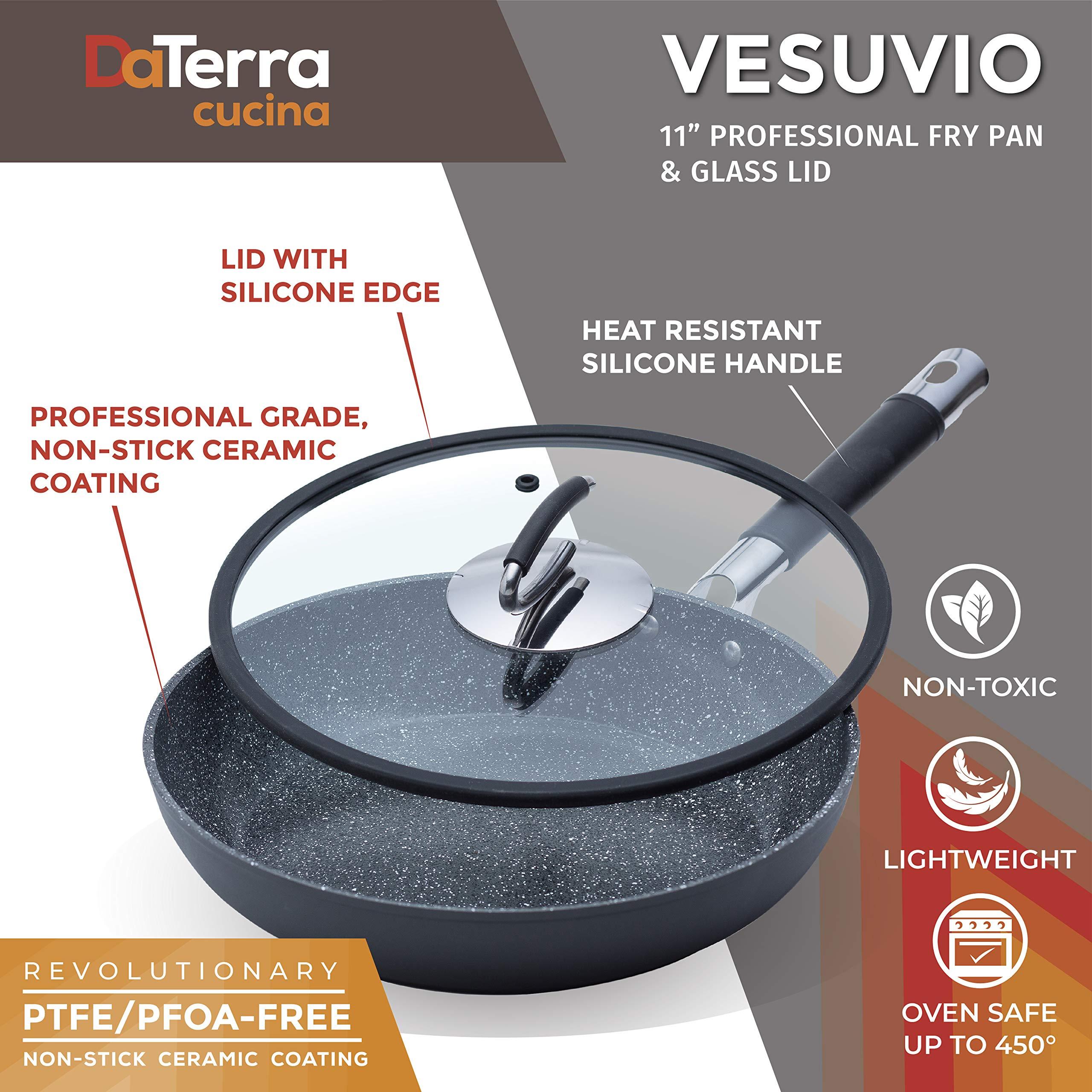 DaTerra Cucina DaTerra Cucina 11 Nonstick Frying Pan w/Lid | Made in Italy | PTFE, Cadmium, Lead and PFOA free proprietary nontoxic ceramic coating