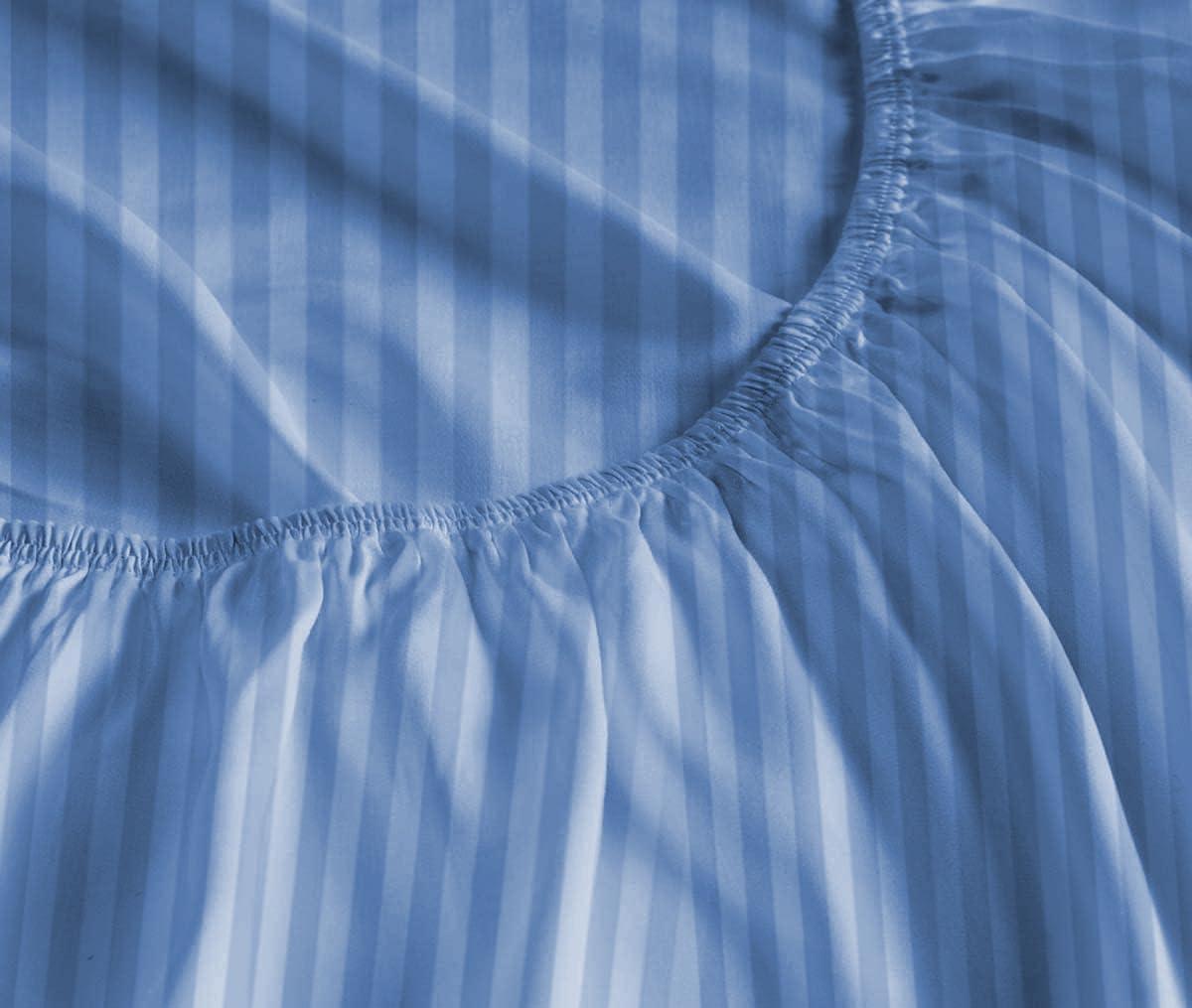 SL SUPREME LINEN SL SUPREME LINEN Luxury 4 Piece 800 Thread Count 100% Egyptian Cotton Sheets 18\" Inch Deep Pocket Breathable & Cooling Bedsheet Hotel Quality Luxury California King Size - Light Blue Stripe