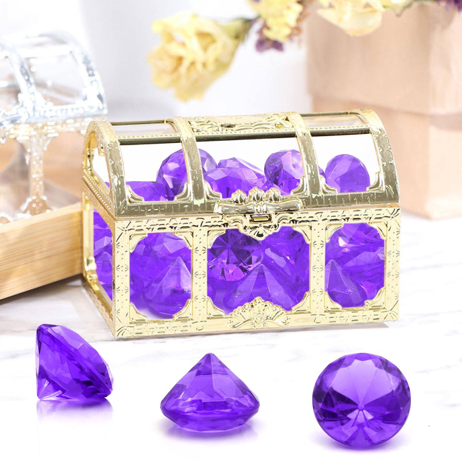 XHKDSYMC 100 PCS Acrylic Diamond Gems, Purple Acrylic Diamonds 1 Inch Acrylic Gemstones Vase Filler Fake Gems Plastic Gems for Home Table Scatters Party, Event, Wedding, Arts & Crafts, Birthday Decorations