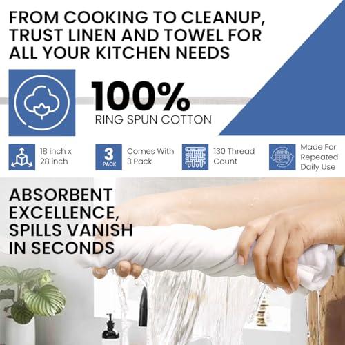 LITO LINEN AND TOWEL Flour Sack Towels |Valentines Day Tea Towel for Crafts| Kitchen Towel|Dish Towel| Cotton Blank Towel for Embroidery| Baking Bread Proofing Linen Cover|Thick Absorbent Quick Dry| 3 Pack 18\"x 28\" White