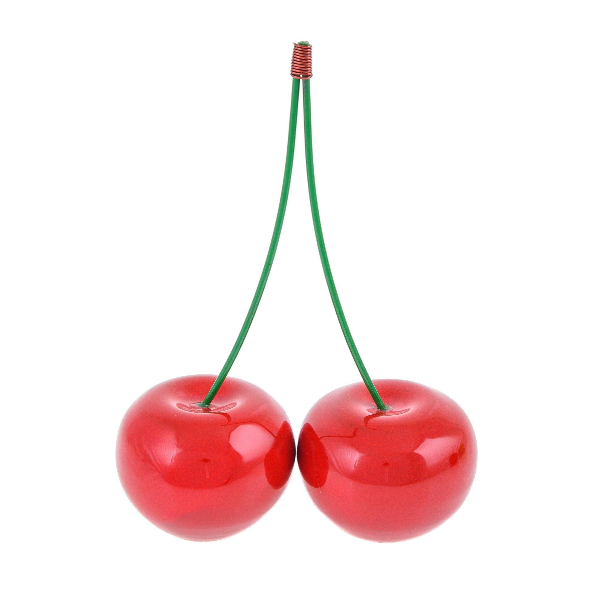 EliteCrafters EliteCrafters Modern Handmade Ceramic Large Double Red Cherry, Decor Ornament Artificial Fruit, Height 21cm (8.2\'\')