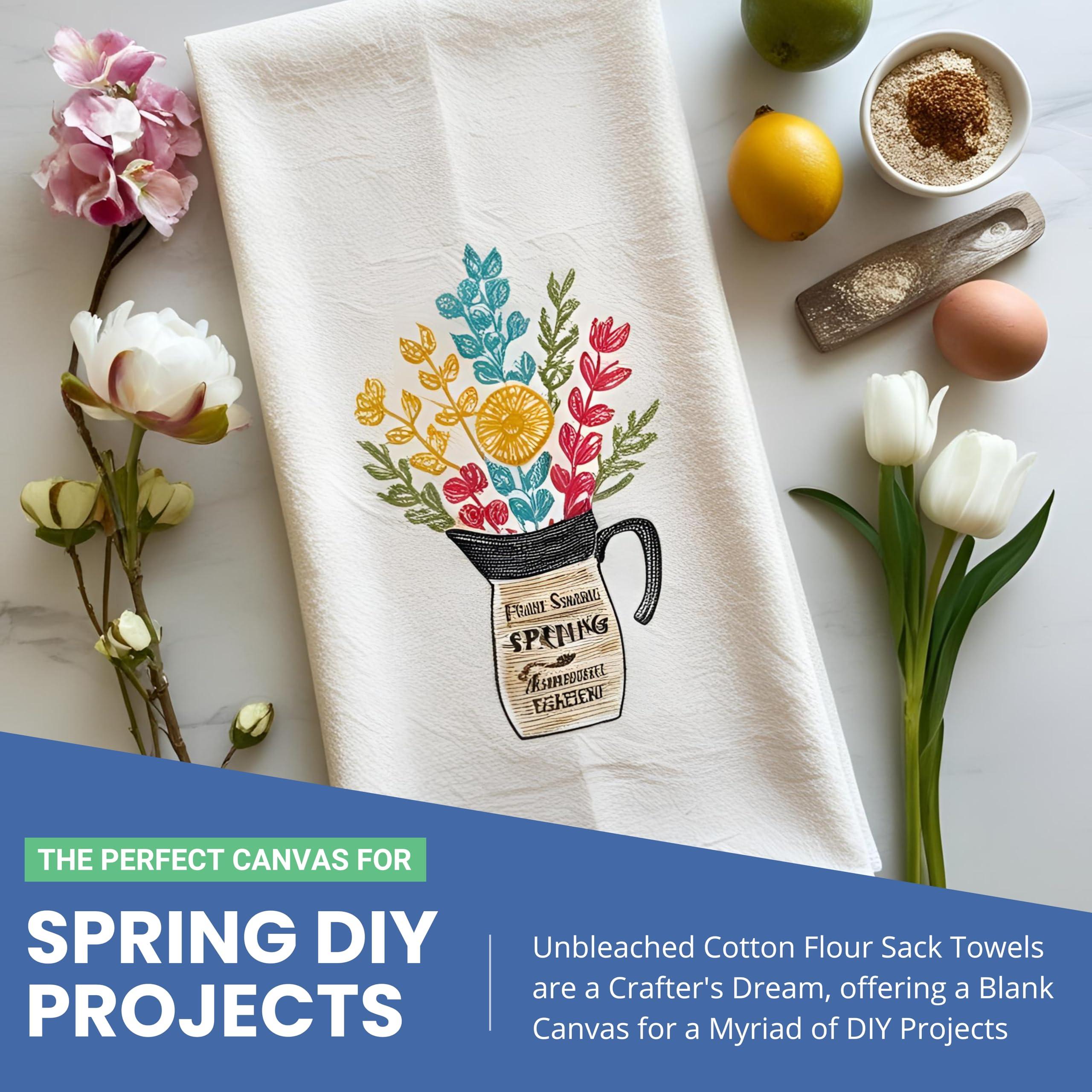 LITO LINEN AND TOWEL Flour Sack Towels |Valentines Day Tea Towel for Crafts| Kitchen Towel|Dish Towel| Cotton Blank Towel for Embroidery| Baking Bread Proofing Linen Cover|Thick Absorbent Quick Dry| 3 Pack 18\"x 28\" White