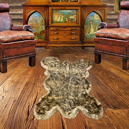 Fur Accents Fur Accents Plush Shag Golden Wolf, Grizzly Bear, Faux Fur Bear Skin Rug, Carpet, Hide, Pelt, Animal Pelt, Accent Rug, Luxury Soft, Hand Made USA, (5'x7')