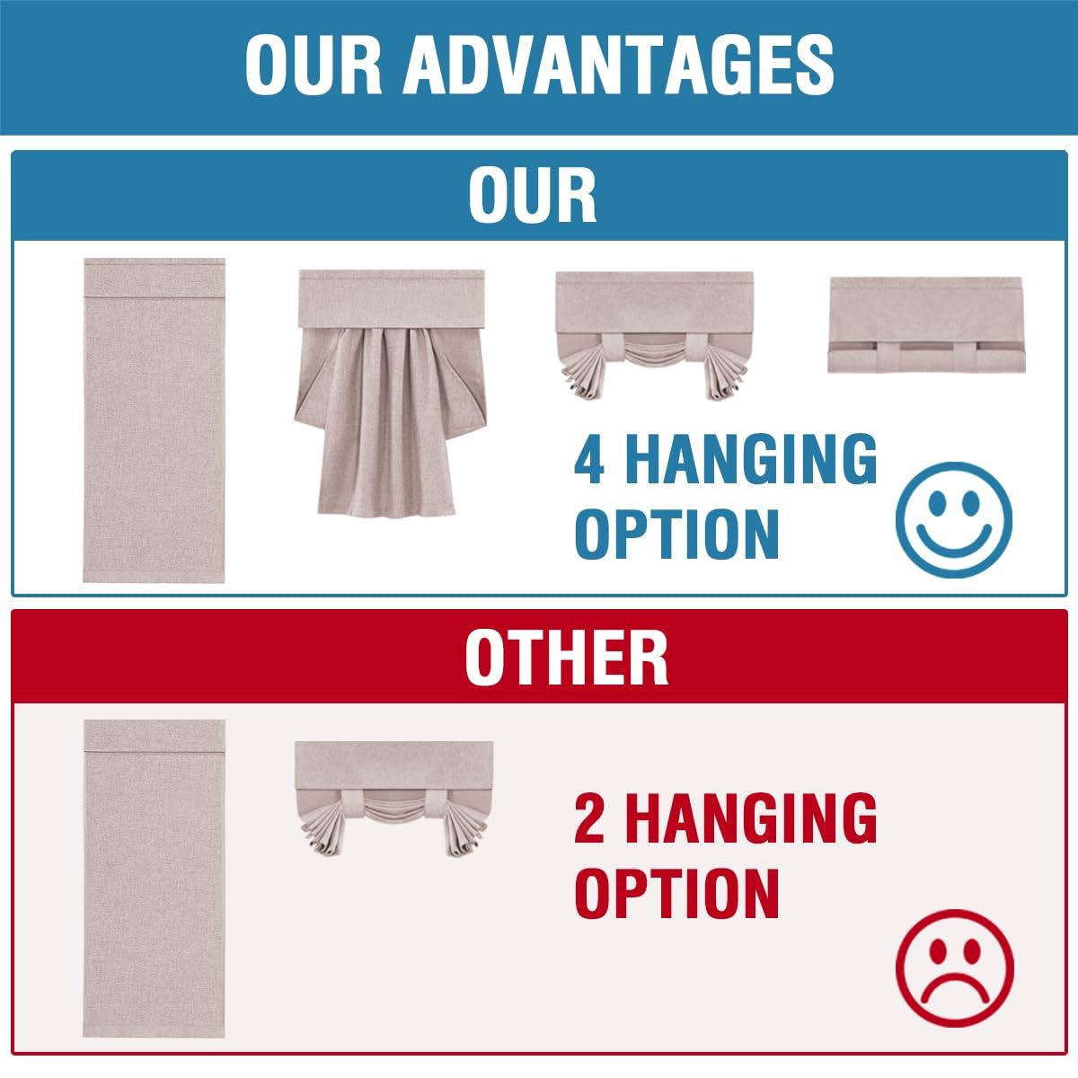 H.VERSAILTEX H.VERSAILTEX French Door Curtain, Door Window Covering for Doorways Privacy, Tie Up Shade for Front Door Window Curtain, Heather Sand Door Blind 26'' x 40'', 1 Panel