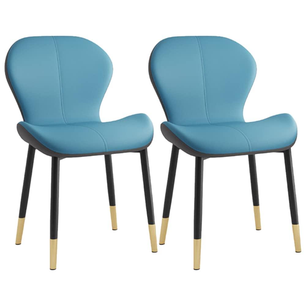 LITFAD LITFAD Indoor Modern Upholstered Dining Chair Matte Finish Solid Back Side Chair Restaurant Chair Creative Makeup Chair - 1 Piece Blue, Black/Gold Legs