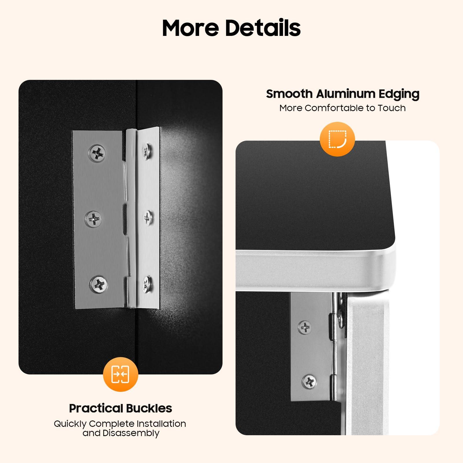 Pinelicorn Pinelicorn 4\' Folding Portable Event Bar with Top and Middle Shelves, Portable Bar Cabinet Mobile Bartender Station Mobile Laminate Foldable Bar Table for Parties and Events (Frosted Black)