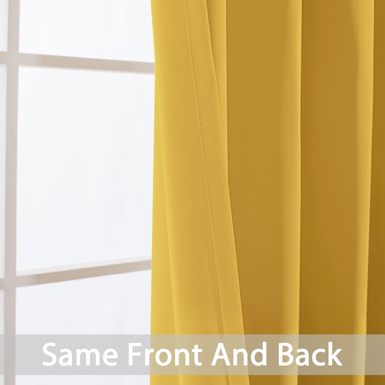 Yakamok Yakamok Mustard Yellow Room Darkening Grommet Window Drapes Thermal Insulated Light Blocking Blackout Curtains for Bedroom(52Wx84L,2 Panels)