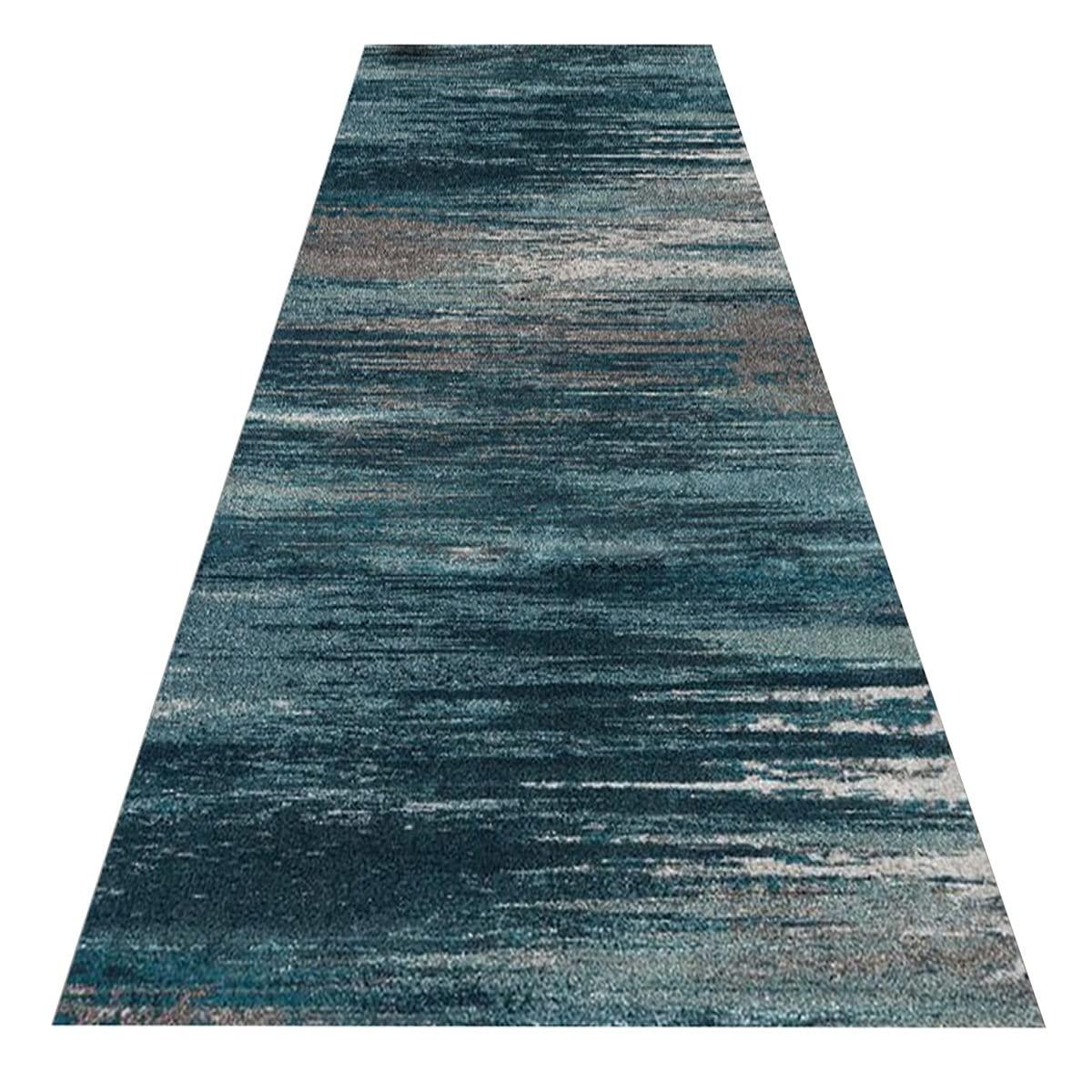 HDGZPA HDGZPA Non Slip Hallway Runner Rugs Entry Runner Mat Washable Low Pile Carpet Blue Stripe Abstract Area Rug Kitchen Runner Indoor mat for Hall Bedroom Kitchen (Size : 100x280cm)
