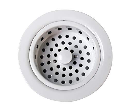 Westbrass Westbrass D214-50 3-1/2" Post Style Large Kitchen Sink Basket Strainer, 1-Pack, Powder Coat White